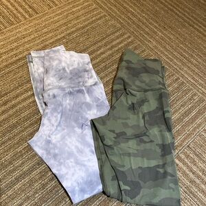 Two pairs of patterned Lululemon Align Leggings